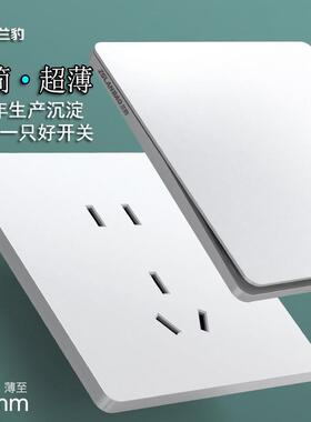 超薄白家用开关一开单控磨砂暗装五孔插座面板二位双墙壁插座D10