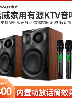 惠威ET1000有源音箱家用KTV音响APP控制无线话筒功放音箱三合一体