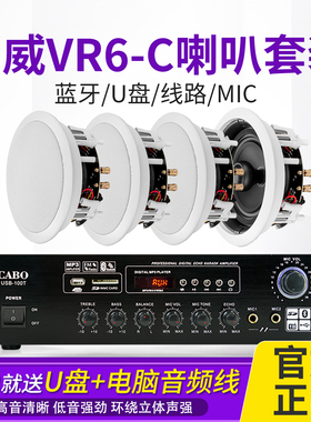 惠威VR6-C定阻同轴商用家用会议室立体环绕声吸顶音箱功放套装