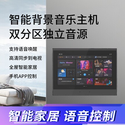 B9智能背景音乐主机双分区独立音源AI语音控制全屋智能家居高清屏