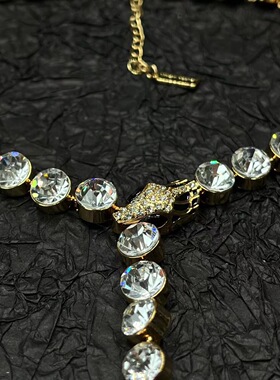 青岛中古vintage大颗水钻Y型长款项链欧美轻奢满钻个性项链饰品