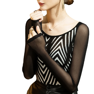 秋季圆领露肩长袖性感上衣打底衫