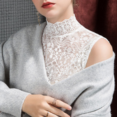 宽松性感洋气女装 2026春季 女无袖 立领蕾丝打底衫 提花白色背心 新款