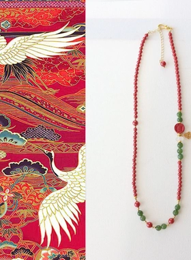 高含量原矿帝王砂项链本命年五路财神手链中式复古国风配色饰品