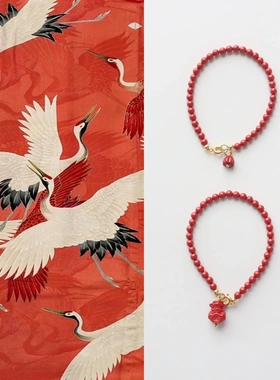 新款帝王砂手链新年红本命年手串 财神守财招财朱砂手链高含量