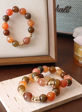 12MM大珠天然水晶手链原创黑晶超盐源玛瑙显白手串轻奢高级感