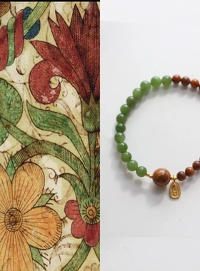 天然库克新中式高抛木珠情侣手链碧玉手串网红国风首饰跨境