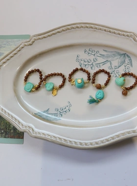 文玩库克菱镁矿松石绿戒指可以盘的戒指食指指环大号戒指