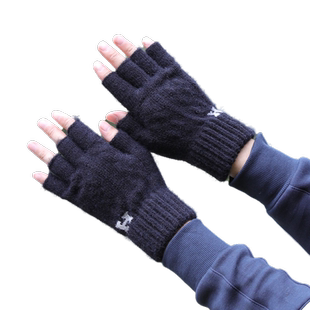 半指手套男露指冬季办结无指骑行开车加厚毛线针织露指头防寒保暖