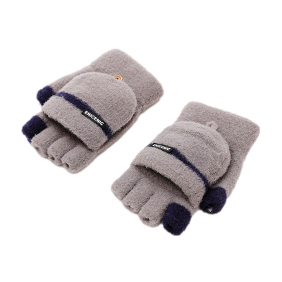 绒毛半指手套针织翻盖男士