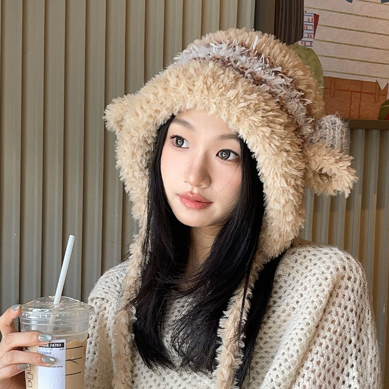 护耳帽毛线帽针织帽女保暖秋冬季
