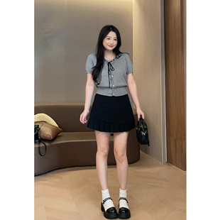大萌萌微胖定制 26夏季气质减龄凉感针织衫百褶半裙显瘦女生套装