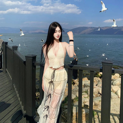 鲨鱼小姐2025新款比基尼泳衣女款绝美分体三件套热辣长裙海岛度假