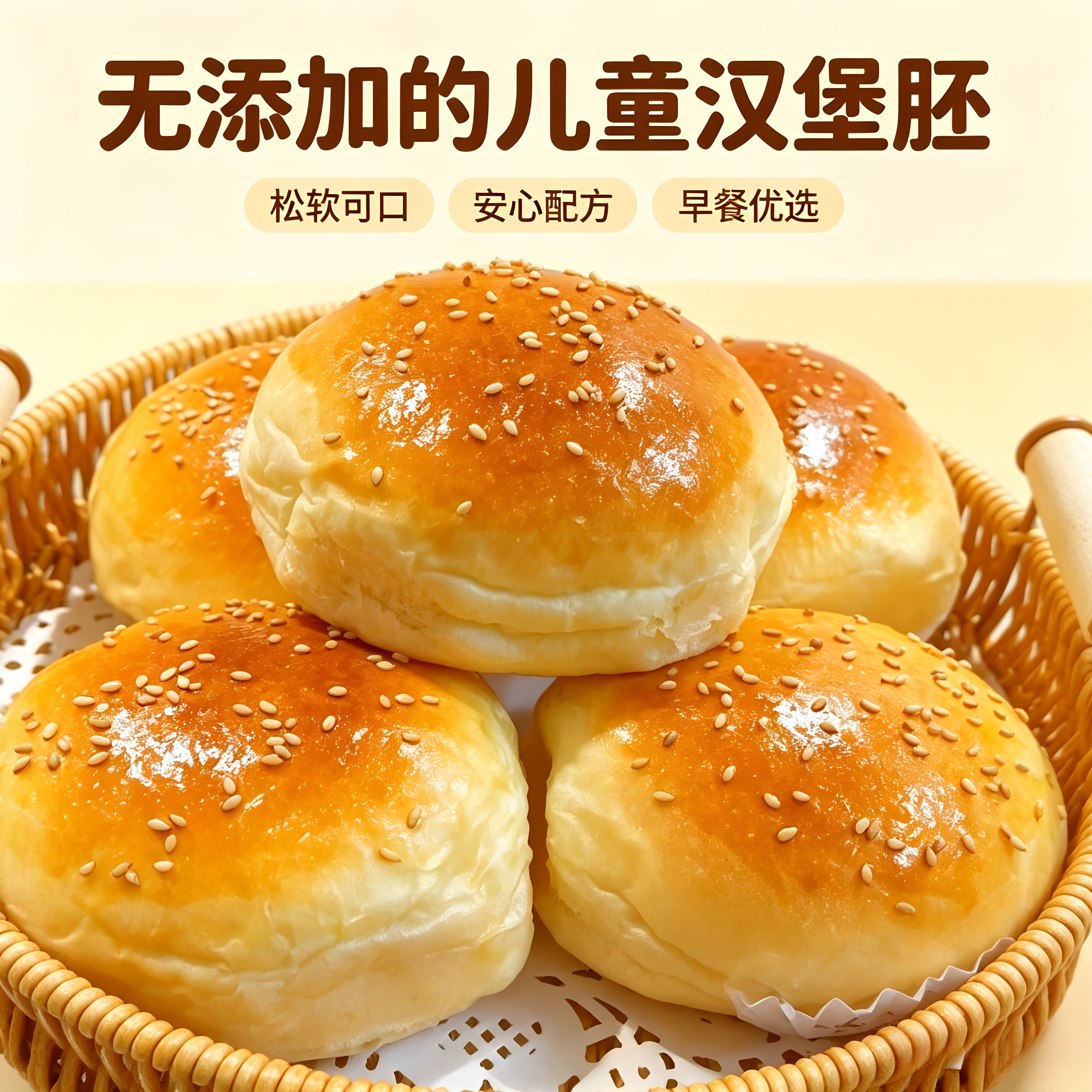 黄油汉堡胚儿童无添加面包