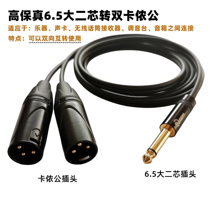 6.5大二芯转双卡侬公纯铜音频线