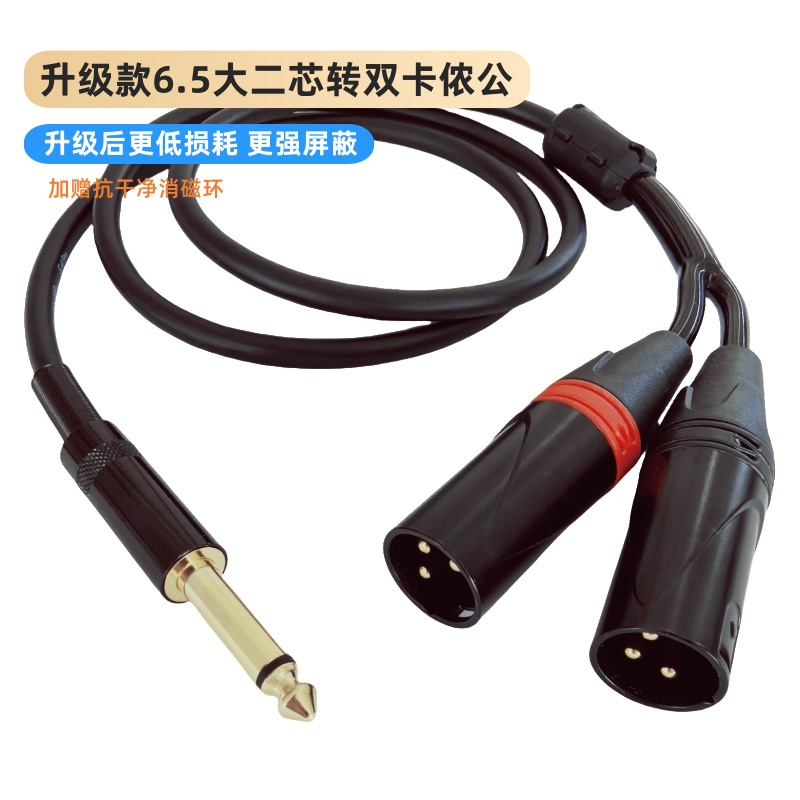 发烧级6.5大二芯转2卡侬公音频线