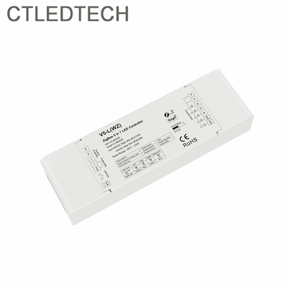 新上 V5-L LED Zigbee RF控制器 5合1 Tuya智能音箱灯光控制模块