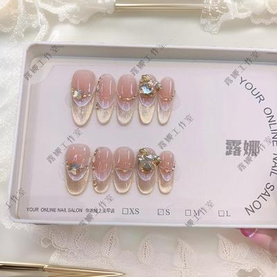 【纸醉金迷】纯手工高定猫眼手工穿戴甲气质美甲百搭仙女款