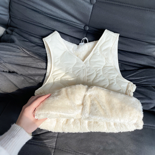 羽绒棉马甲女款外穿羊羔毛短款加绒韩系百搭保暖背心内胆2025新款