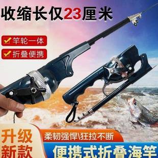 钓得乐海杆抛竿可折叠便携远投竿路亚竿一体鱼竿自带鱼线短节