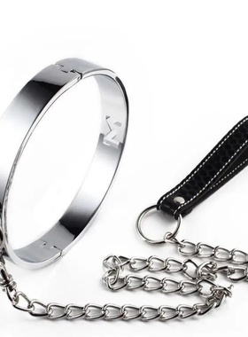 字母项圈脖链男朋友颈带女生项链金属皮质人用项圈刻字牵引绳链