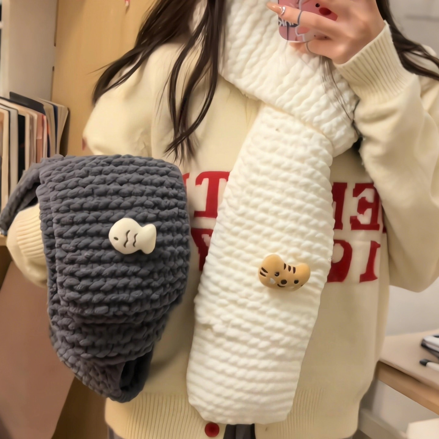 小鱼小猫围巾毛线手工diy冰条线材料包自织手工粗毛线送闺蜜礼物