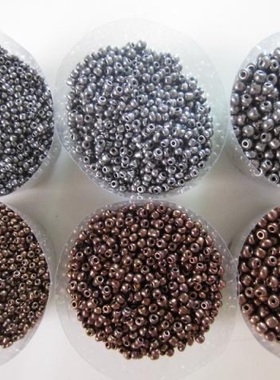 diy珠子饰品配件玻璃散珠十字绣2MM铁灰色咖啡色米珠手工串珠材料