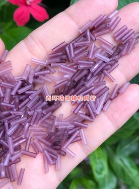 DIY饰品6mm半透明磨砂紫色管珠葡萄紫色哑光玻璃珠管手工材料