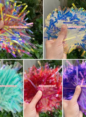 PET耐高温环保材料5*75mm长条形单孔透明幻彩亮片DIY演出服闪吊片