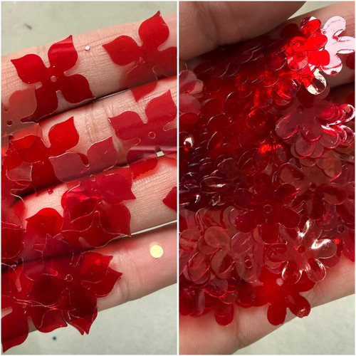 PET耐高温15mm20mm透明深红色梅花亮片手工材料DIY饰品枣红色珠片