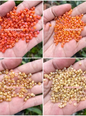 玻璃材质3mm4mm幻彩磨砂橙色金色米珠哑光彩珠子编织戒指珠珠材料