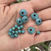 光环 复古木珠5mm圆珠10mm飞碟蓝绿色珠子手工材料手缝珠珠包饰品