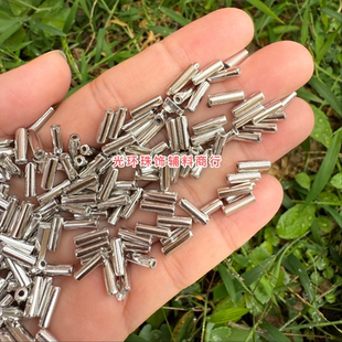 仿金属3*9mm银色通管 手工材料电镀塑料管珠DIY饰品服装辅料配件