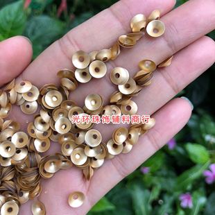 DIY材料亮片6mm圆形凹凸哑光金色珠片尖凹磨砂金色亮片服装 辅料