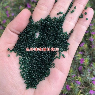 DIY珠子 服装 辅料 深绿色米珠 2mm3mm3.6mm玻璃材质墨绿色米珠