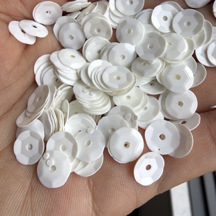 瓷色象牙白色凹凸亮片3mm-12mm龟壳面米白珠片手工饰品服装辅料
