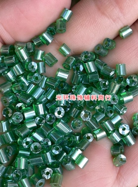3.5*4mm油光翠绿色管珠手工串珠材料仿水晶玻璃珠管DIY饰品配件