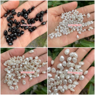 6mm不规则中孔塑料珠串珠材料米黄色异形珠DIY饰品手工散珠 包邮