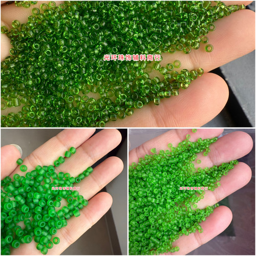 绿色磨砂玻璃手作风编织戒指珠子
