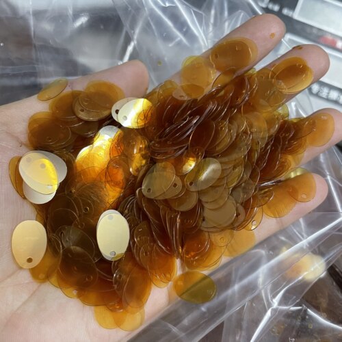 透明深浅咖啡色椭圆形亮片  棕色蛋形珠片手工饰品DIY材料配件