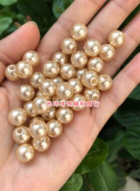 新品3-14mm香槟金色直孔仿珍珠 手工材料DIY饰品杏色散珠服装辅料