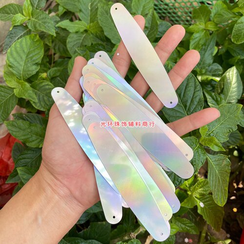 20*104mm椭圆形双孔彩银色散片手工饰品DIY演出服亮片银彩闪片
