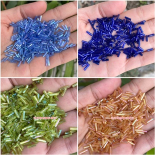 玻璃材质彩浅绿色彩金色宝蓝色6mm螺纹管珠串珠材料手工饰品DIY