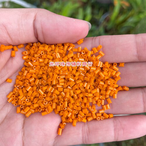 光环 手工制作材料2mm不褪色橙色玻璃管珠DIY饰品服装辅料散珠