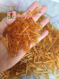 满包邮手工散珠30毫米透明金色管珠服装辅料茶色玻璃珠 DIY材料