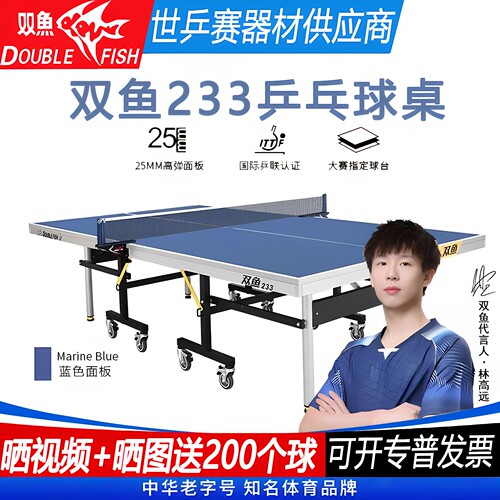 双鱼233乒乓球台双鱼WTT赛事球台