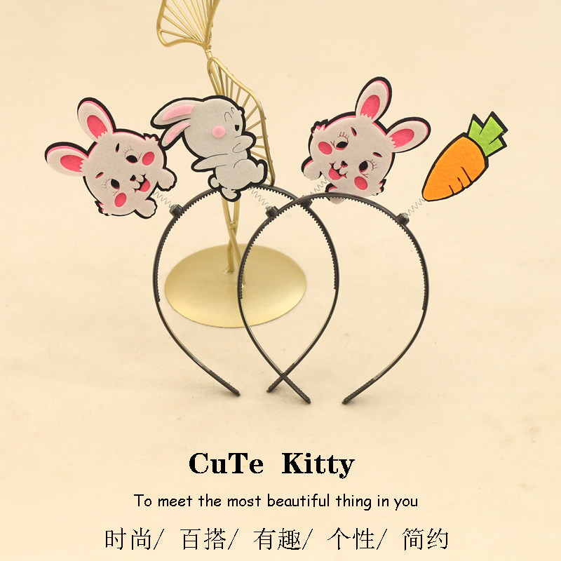 新款可爱兔耳朵发箍超萌儿童表演拍照发卡小兔子公仔头箍卡通头饰