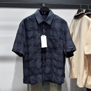 格子修身 男装 直筒翻领短袖 衬衫 073 柜329 1063471 ZA春夏新品