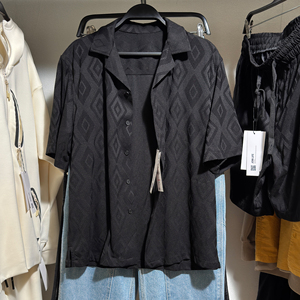 柜319 ZAR夏季新品男装 宽松几何图案提花短袖衬衫 1618375 800