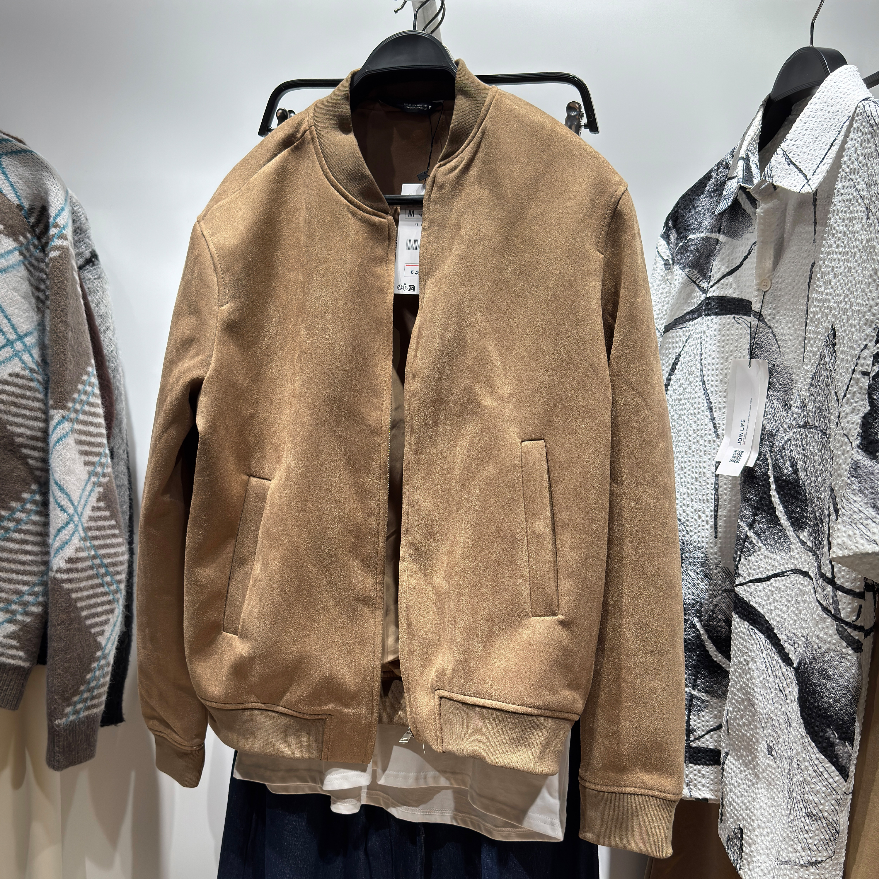 外贸春秋新品男装反绒皮效果夹克